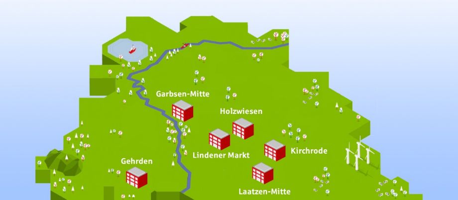 Karte mit Standorten der neuen BeratungsCenter in Hannover | Sparkasse Hannover