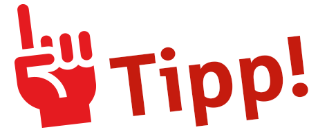 Icon von Hand mit erhobenem Zeigefinger und dem Text "Tipp!" | Sparkasse Hannover
